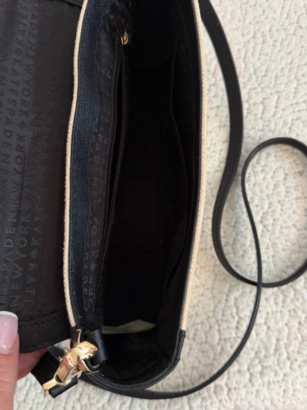 kate spade Black and Cream Polka Dot Crossbody Satchel